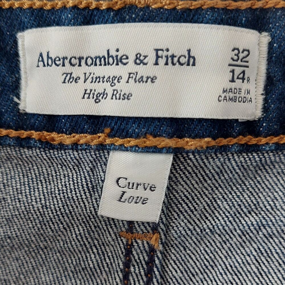 Abercrombie & Fitch The Vintage Flare High Rise Curve Love Women's 32 Dark Wash - Picture 5 of 11